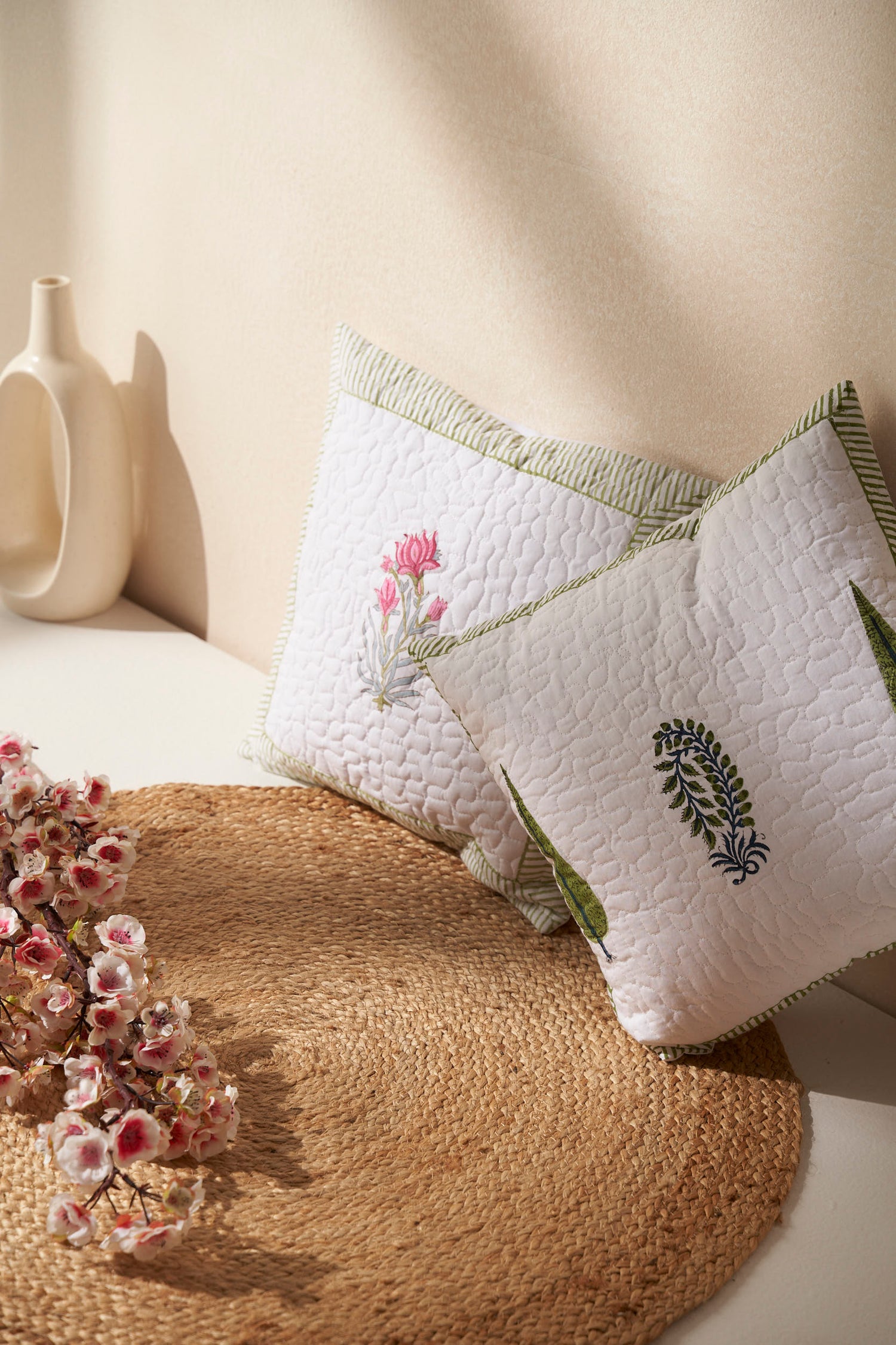 Hand Block Printed Cushion Set – Garden of Quietude