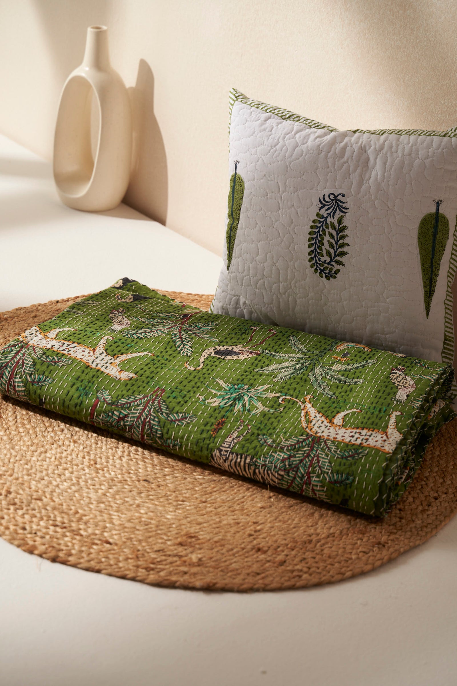 Hand Block Printed Cushion Set – Garden of Quietude