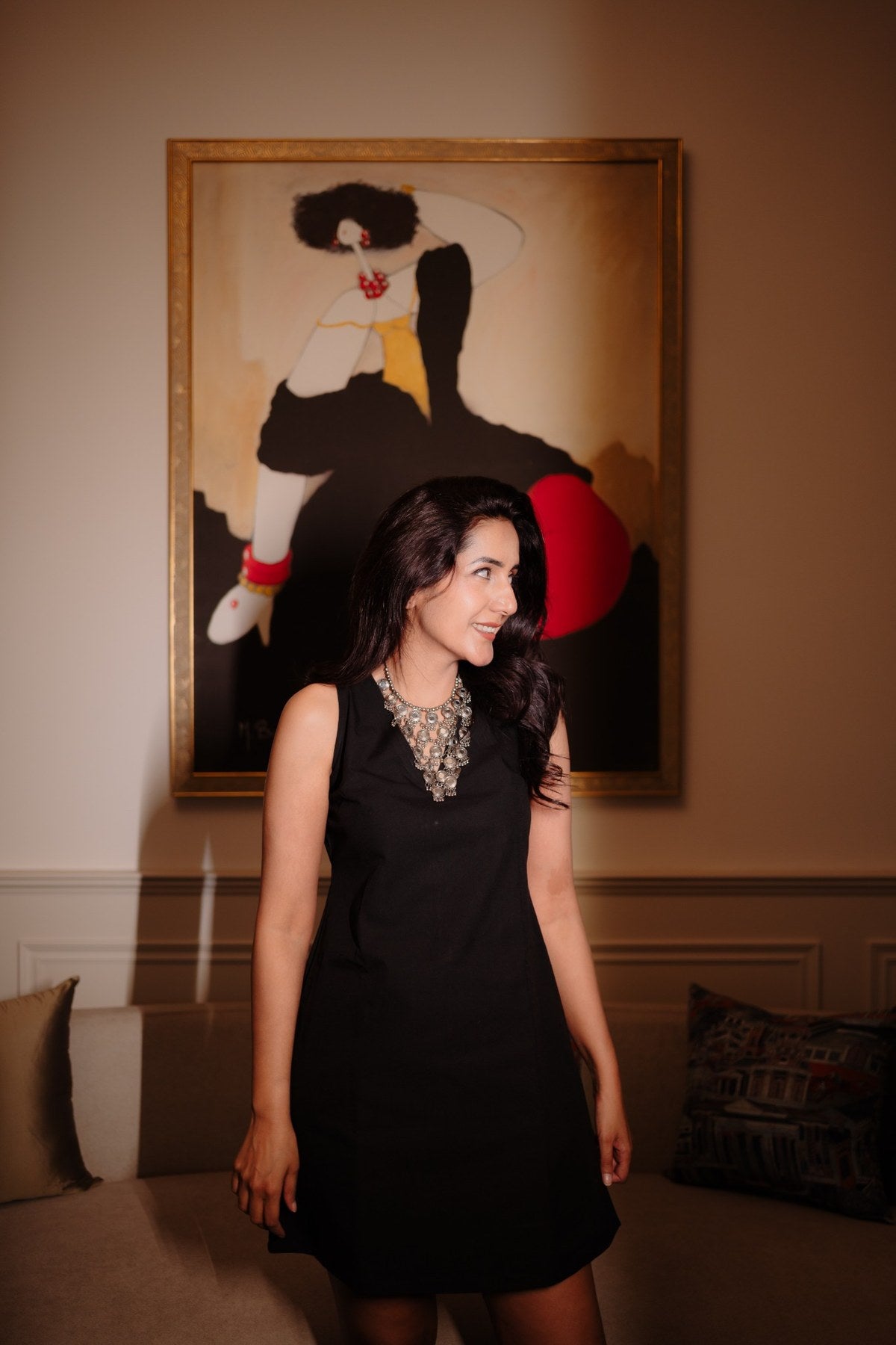 The Black Khadi A-Line Dress