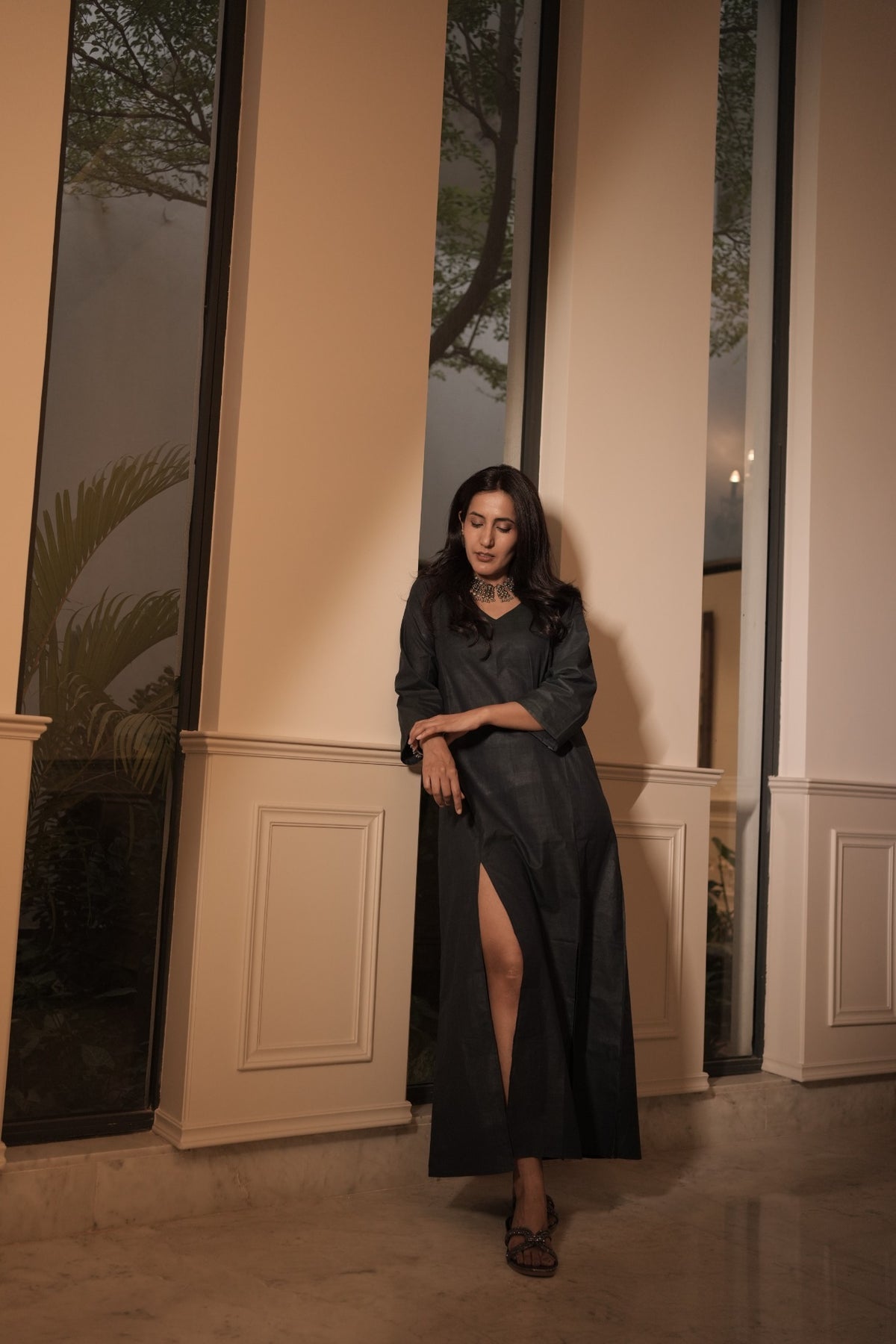 The Charcoal Khadi Cotton Kaftan