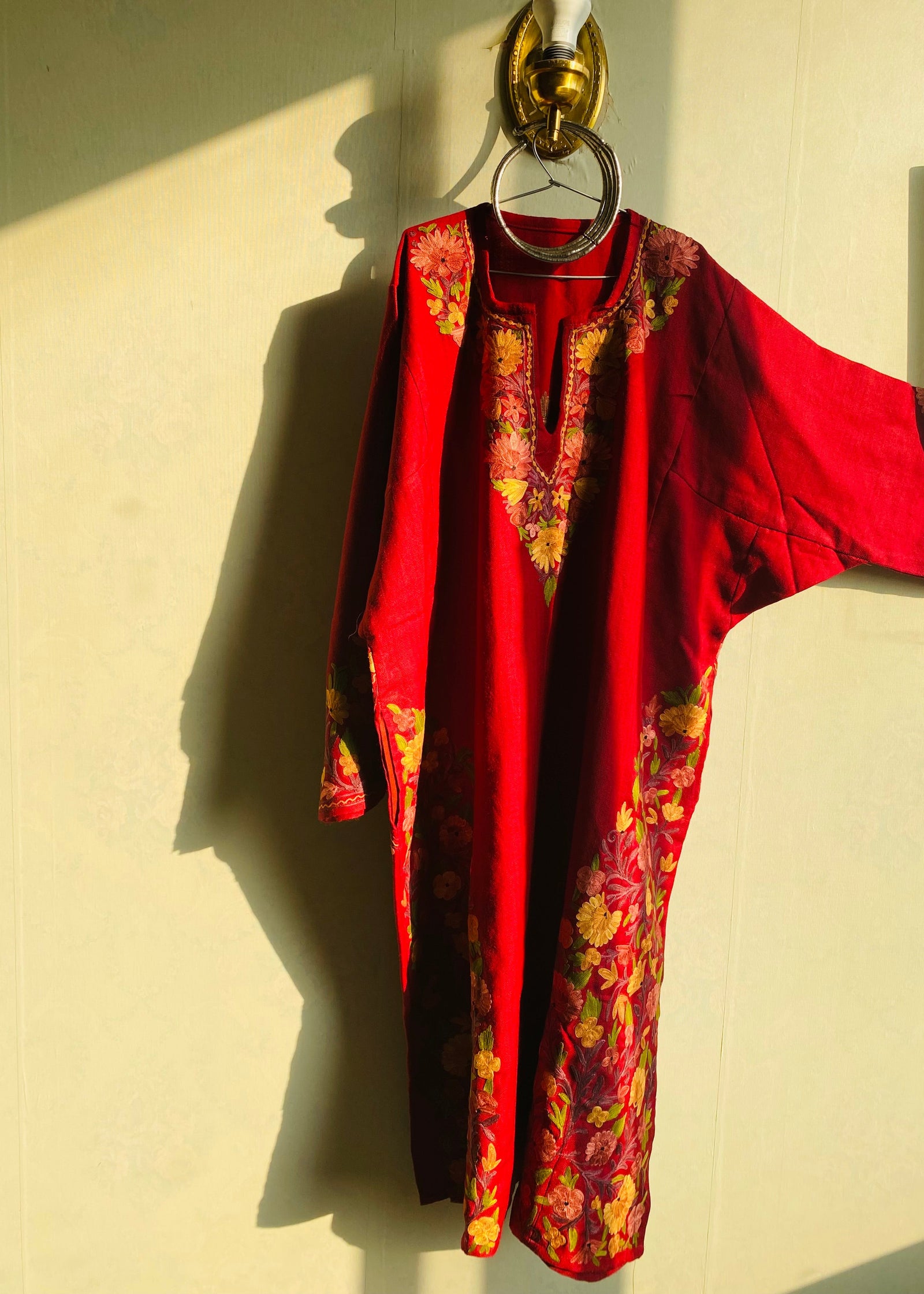 Pomegranate Winter Phiran – Hand-Embroidered in Kashmir